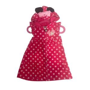 DISNEY Toddler Minnie Mouse Hooded Terry Polkadots Cover Up Dress in Pink Size 3